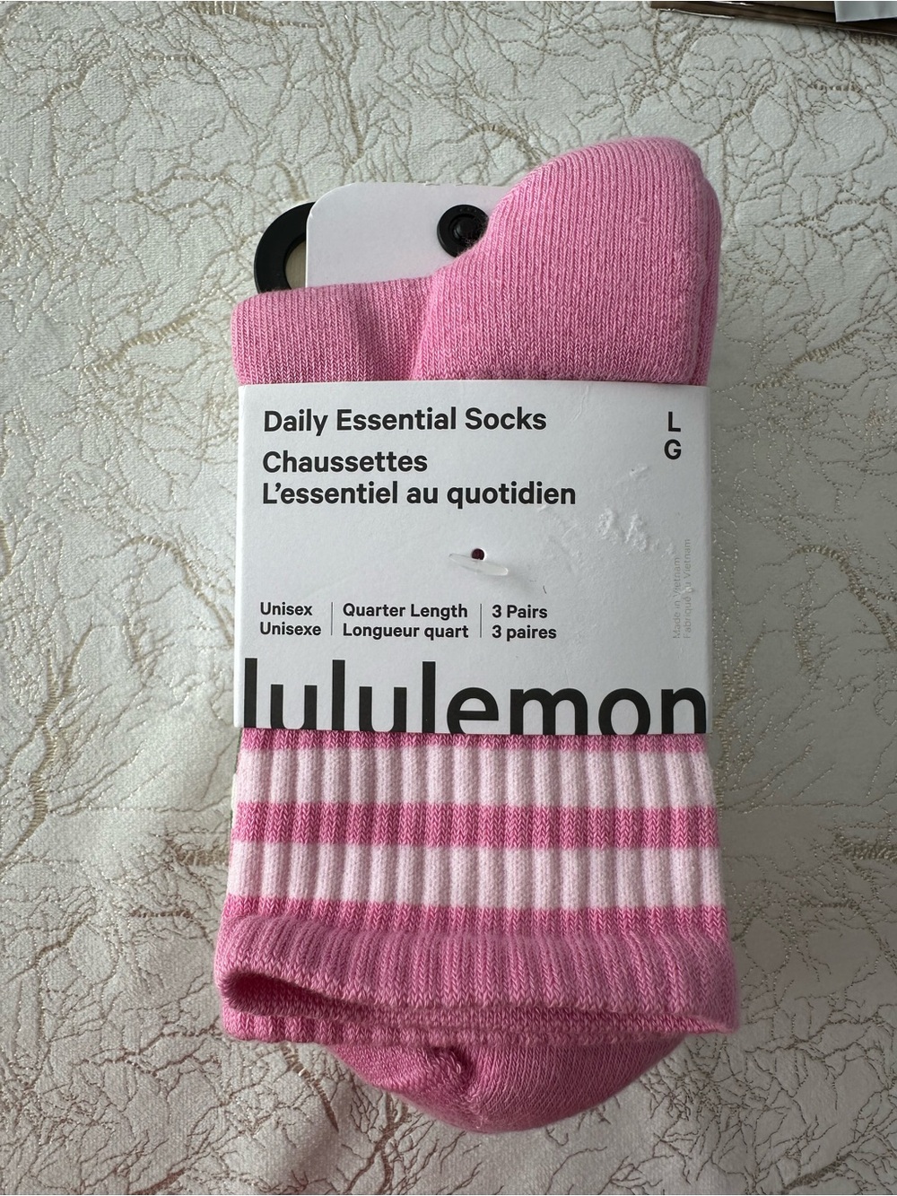 lululemon athletica Pink Striped Quarter-Length Socks (3 Pack)